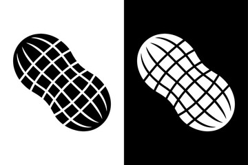 Peanut Silhouette Vector Icon Black and White Design.