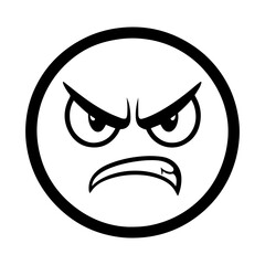 An angry emoji face icon featuring a bold expression with furrowed brows, intense eyes, and a frown. Designed in a modern and expressive style, perfect for digital communication & reactions.