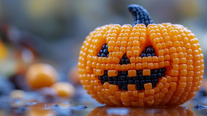 Orange pumpkin woven from pumpkin. DIY  for Halloween.