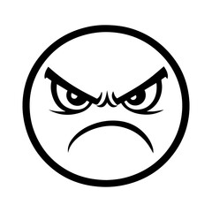 An angry emoji face icon featuring a bold expression with furrowed brows, intense eyes, and a frown. Designed in a modern and expressive style, perfect for digital communication & reactions.