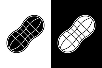 Peanut Silhouette Vector Icon Black and White Design.