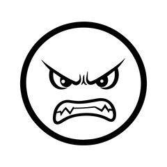 An angry emoji face icon featuring a bold expression with furrowed brows, intense eyes, and a frown. Designed in a modern and expressive style, perfect for digital communication & reactions.