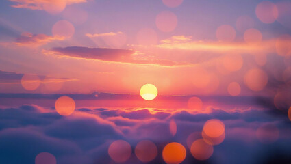  serene and vibrant sunset scene with soft, warm sunlight casting a gentle glow on the landscape, illuminating the sky
