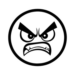An angry emoji face icon featuring a bold expression with furrowed brows, intense eyes, and a frown. Designed in a modern and expressive style, perfect for digital communication & reactions.