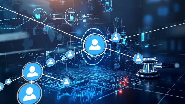 Innovative healthcare technology: Network of connected digital health solutions concept