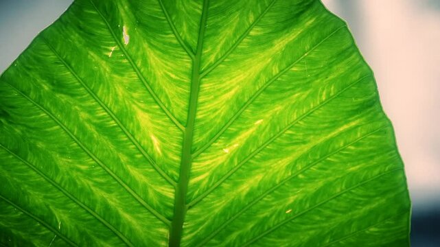Close up shot of fresh taro leaves