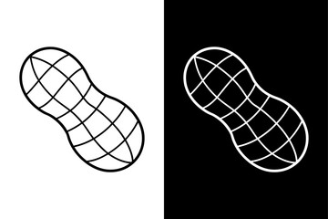 Peanut Silhouette Vector Icon Black and White Design.