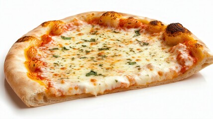 Single Slice of Cheese Pizza on White Background