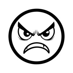 An angry emoji face icon featuring a bold expression with furrowed brows, intense eyes, and a frown. Designed in a modern and expressive style, perfect for digital communication & reactions.