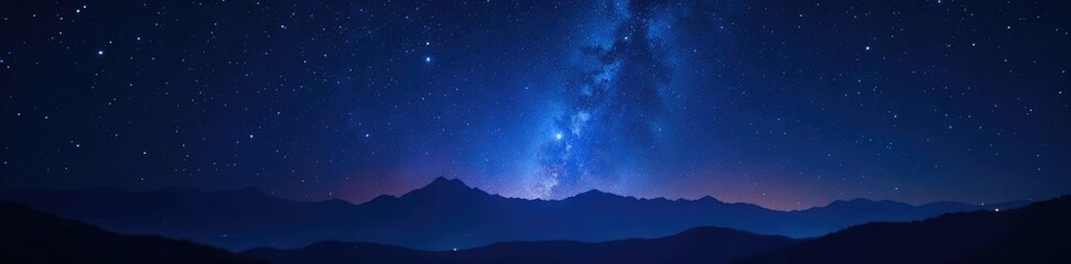 Glowing lights against a dark and starry night sky, space, deep space