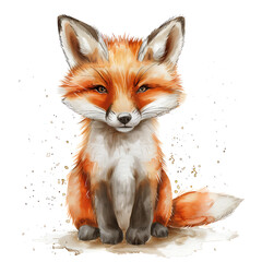 Fototapeta premium Watercolor Cute Fox Clipart