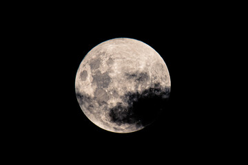 Partial Lunar Eclipse - Blood Moon, Full Moon and clouds