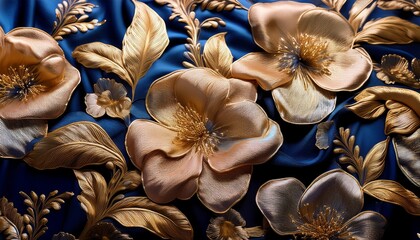 vibrant floral fabric with gold accents design