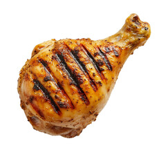 Grilled Chicken Leg with Grill Marks on Transparent Background