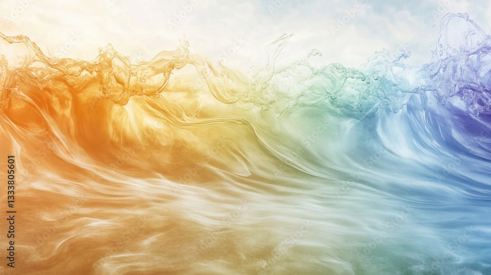 Poster colorful abstract waves with soft flowing patterns in water