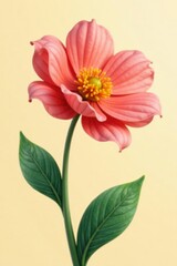 Obraz premium Large bright flower on cream-colored background, floral, large, garden