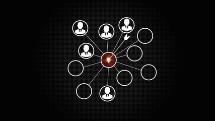 customer relationship management animation  network of connected people icons moving network of connections with icons on black ... 