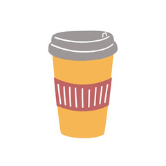 Vector illustration of cute takeaway coffee cup with hearts, perfect for love, cafe, and morning vibes designs