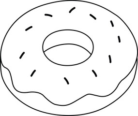 Donut line art vector illustration black color thin line