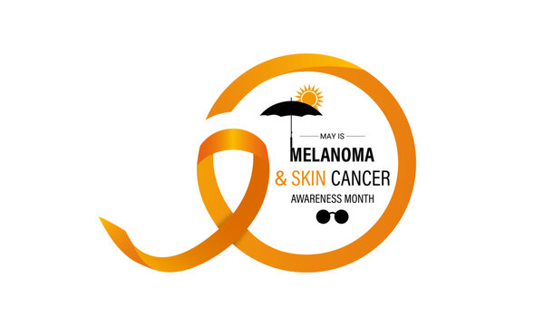 Vector graphic of Melanoma and skin cancer awareness month observed every year in May. This month is Promote sun safety practices to reduce the risk of skin cancer. Realistic Ribbon. Ultraviolet rays.