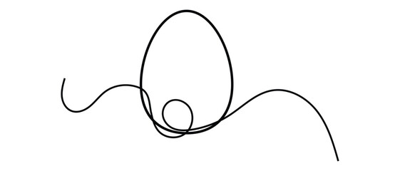 one line hand drawn egg silhouette icon on white background.