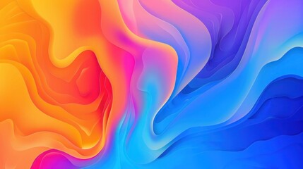 Vibrant Abstract Art Wallpaper with Blue and Orange Waves