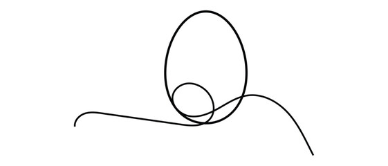 one line hand drawn egg silhouette icon on white background.