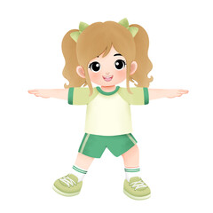 kid exercising activity watercolor illustration