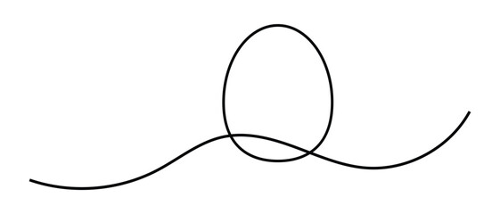 one line hand drawn egg silhouette icon on white background.