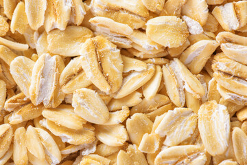 Traditional oats. Macro shot. Closeup view of rolled oats
