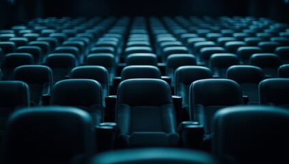 Empty movie theater seats in rows