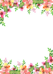 Watercolor flowers background vector for design.