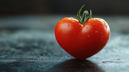 Heart-Shaped Tomato with Water Droplets