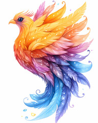 Obraz premium Colorful mythical bird illustration, fantasy artwork, digital art, decorative