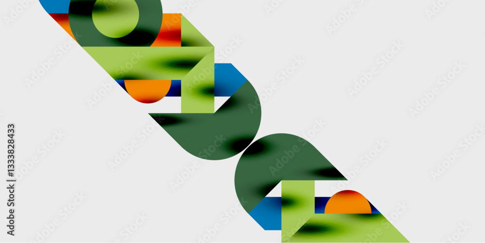 Poster modern abstract background featuring circles, lines, and triangles in a dynamic geometric compositio