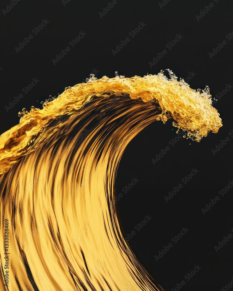 Aufkleber golden liquid wave on black background capturing fluid dynamics