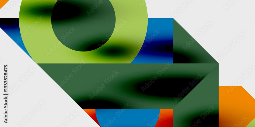Aufkleber Modern abstract background featuring circles, lines, and triangles in a dynamic geometric composition. Perfect for stylish, tech, or creative-themed designs