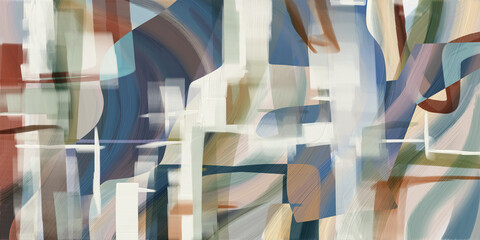 Contemporary abstract painting with bold lines and geometric shapes, perfect for adding a modern touch to spaces that need a stylish and artistic focal point © CHREMOS