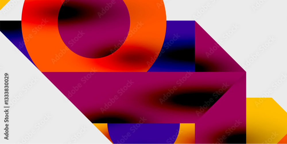 Aufkleber detailed composition of circles, semicircles, and triangles with glossy effects and smooth gradients