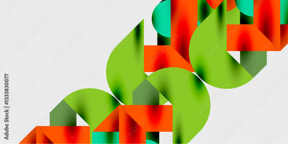 Aufkleber Modern abstract background featuring circles, lines, and triangles in a dynamic geometric composition. Perfect for stylish, tech, or creative-themed designs