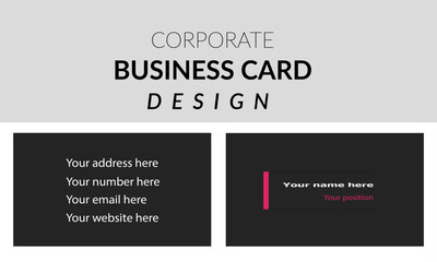 Black modern creative business card and name card horizontal simple clean template vector design