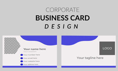 blue  business card design. modern wavy theme, double sided business card design