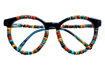 Eyeglasses enhanced with beaded quartz Isolated on transparent background