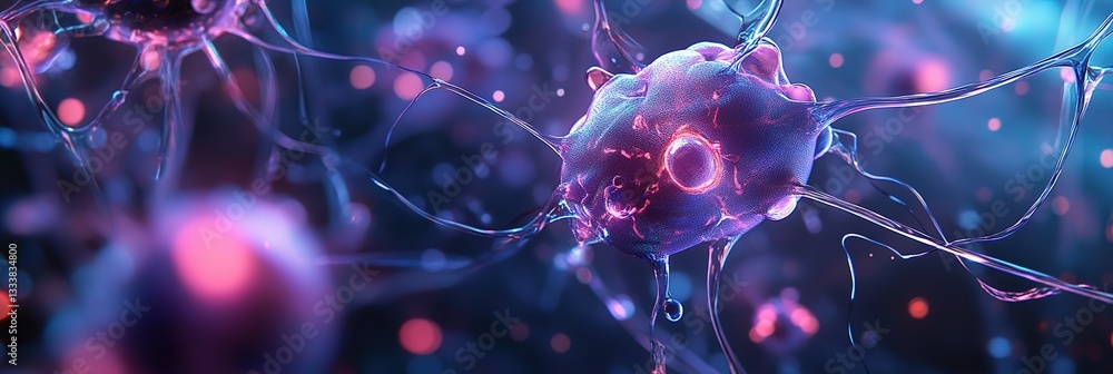 Poster digital neural networks background for tech processes, neurons firing, neurons firing, synaptic conn