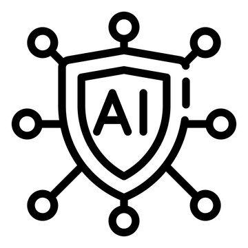 AI Security Shield: An illustration of a shield with "AI" in the center, surrounded by interconnected nodes, symbolizing the protection and network of artificial intelligence.