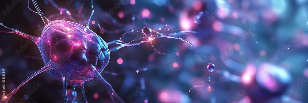 Poster digital neural networks background for tech processes, neurons firing, neurons firing, synaptic conn