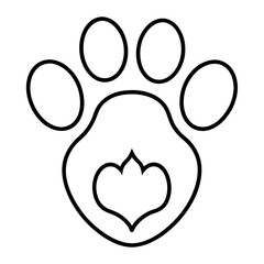 Animal Love Paw with Heart Line Art