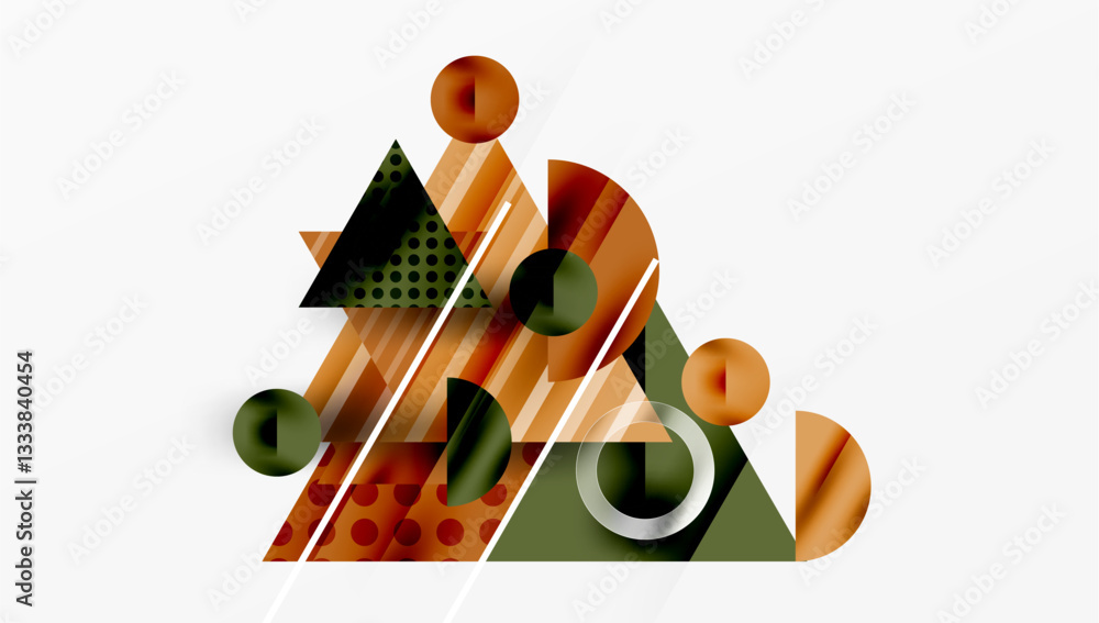 Poster modern geometric background - overlapping triangles with smooth gradients and semi-transparency