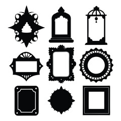 Decor Style Frames Design icon of silhouette vector illustration