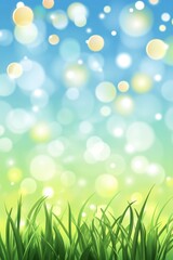 Fototapeta premium Vibrant Spring Meadow: A Serene Landscape of Green Grass and Sparkling Light